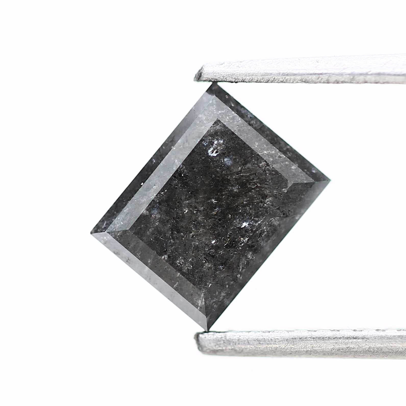 salt and pepper diamond ! 1.36 Ct 6.94 x 5.43 x 3.44 mm natural gray baguette loose diamond for engagement ring for her